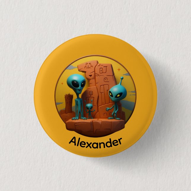 Chapa Redonda De 2,5 Cm Familia Alien (Anverso)