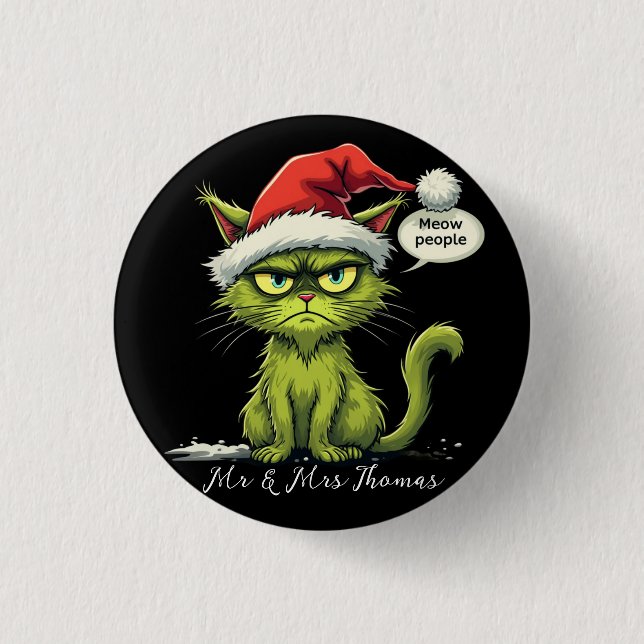 Chapa Redonda De 2,5 Cm Famosos Navidades "Ew People" Meowy Cat Amantes (Anverso)