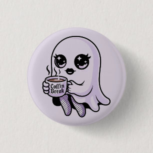 Chapa Redonda De 2,5 Cm Fantasma de dibujos animados Kawaii con medias de