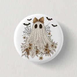 Chapa Redonda De 2,5 Cm Fantasma de encaje elegante con lazo | Fantasma fl