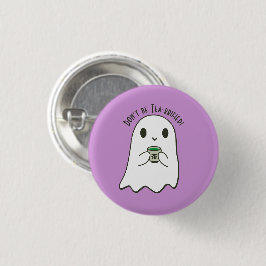 Chapa Redonda De 2,5 Cm Fantasma sonriente y Kanji de té japonés
