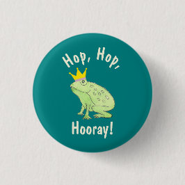 Chapa Redonda De 2,5 Cm Favor del partido Cute Green Frog Hop Hooray