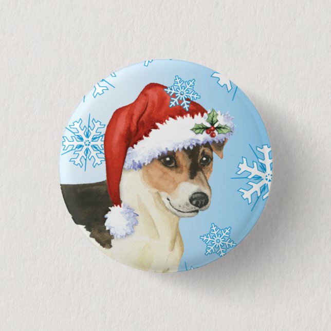 Chapa Redonda De 2,5 Cm Felices Howlidays Russell Terrier (Anverso)