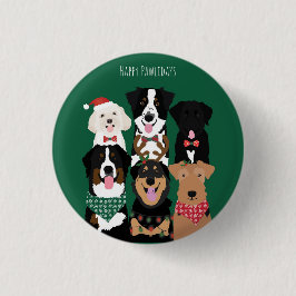 Chapa Redonda De 2,5 Cm Felices Pawlidays Cute Navidades Perros