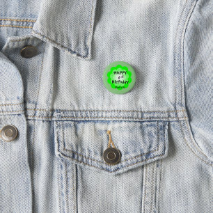Chapa Redonda De 2,5 Cm Feliz 00 aniversario Cute green boho flor pétal