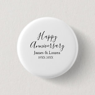 Chapa Redonda De 2,5 Cm Feliz aniversario boda fecha año simple mi