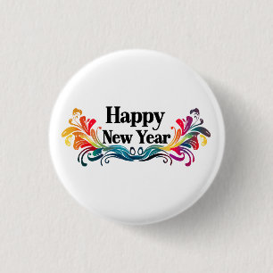 Chapa Redonda De 2,5 Cm Feliz Año Nuevo