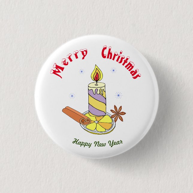 Chapa Redonda De 2,5 Cm Feliz Año Nuevo (Anverso)