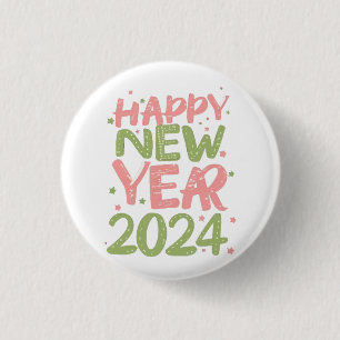 Chapa Redonda De 2,5 Cm Feliz Año Nuevo 2024