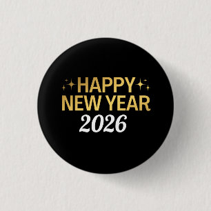 Chapa Redonda De 2,5 Cm Feliz Año Nuevo 2026