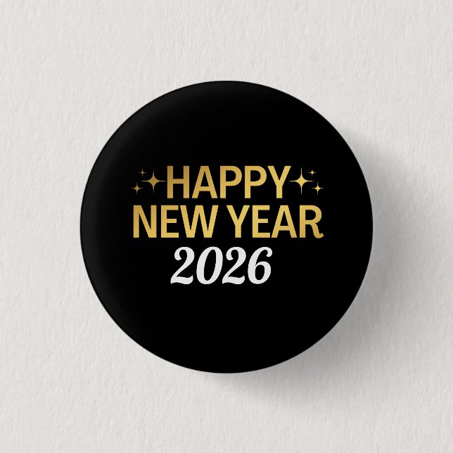 Chapa Redonda De 2,5 Cm Feliz Año Nuevo 2026 (Anverso)