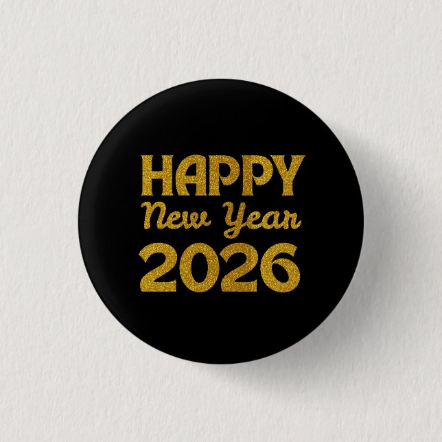 Chapa Redonda De 2,5 Cm Feliz Año Nuevo 2026 (Anverso)