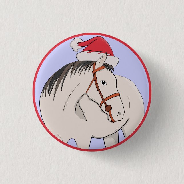 Chapa Redonda De 2,5 Cm Feliz caballo navideño (Anverso)