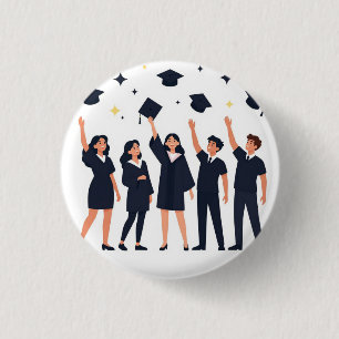 Chapa Redonda De 2,5 Cm Feliz Celebración de Graduados Lanzando Gorras