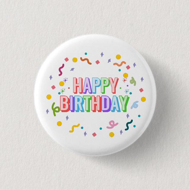 Chapa Redonda De 2,5 Cm Feliz Cumpleaños (Anverso)