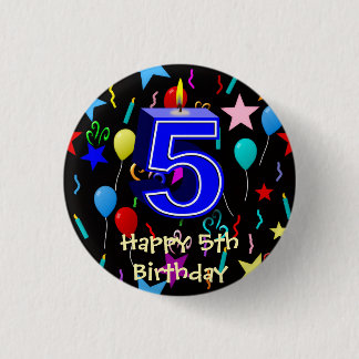 Chapa Redonda De 2,5 Cm Feliz cumpleaños 5 