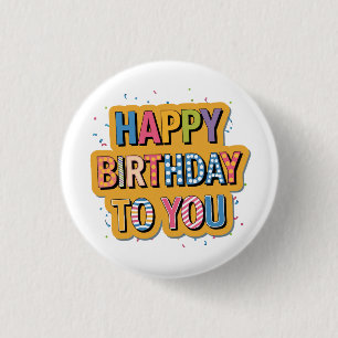 Chapa Redonda De 2,5 Cm Feliz cumpleaños con patrón