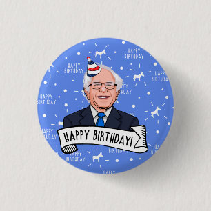 Chapa Redonda De 2,5 Cm Feliz Cumpleaños de Bernie Sanders