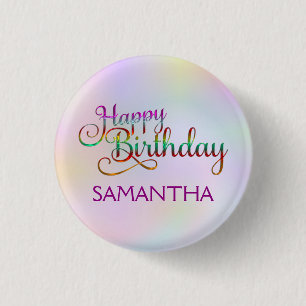 Chapa Redonda De 2,5 Cm FELIZ CUMPLEAÑOS - diseño de texto + sus propias i