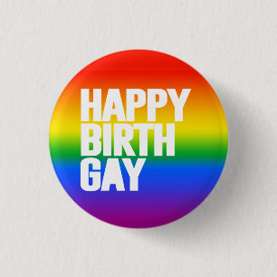 Chapa Redonda De 2,5 Cm Feliz Cumpleaños Gay
