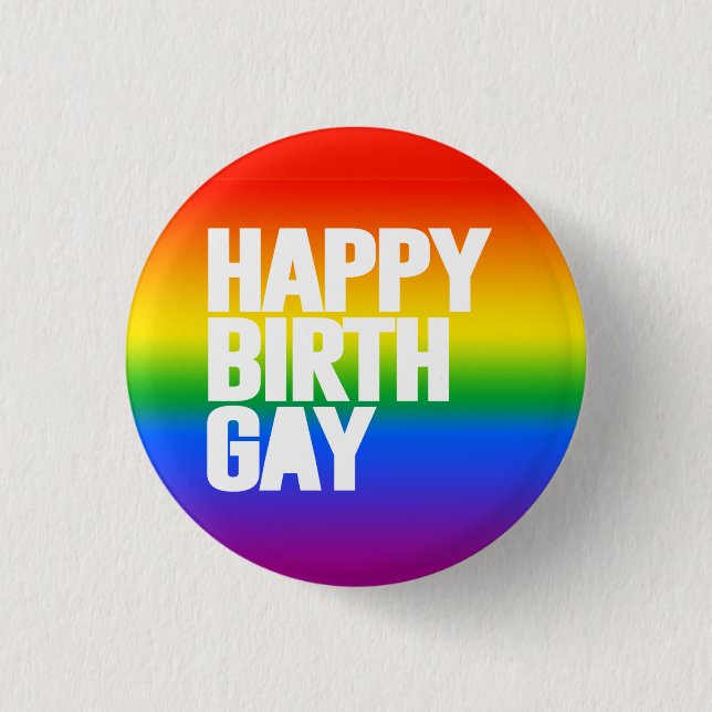 Chapa Redonda De 2,5 Cm Feliz Cumpleaños Gay (Anverso)