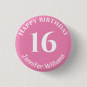 Chapa Redonda De 2,5 Cm Feliz Cumpleaños Nombre Personalizado Edad Año Bot