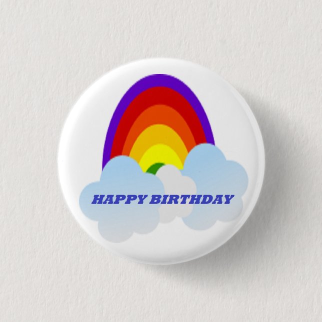 CHAPA REDONDA DE 2,5 CM "FELIZ CUMPLEAÑOS" RAINBOW (Anverso)