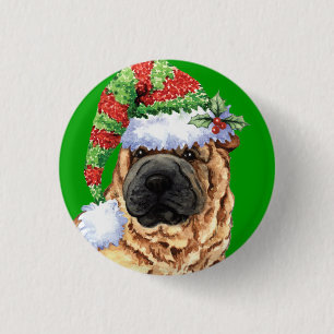 Chapa Redonda De 2,5 Cm Feliz cumpleaños Shar-Pei