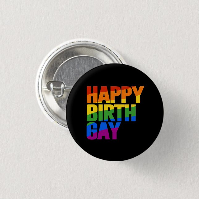 Chapa Redonda De 2,5 Cm Feliz Cumplegay (Anverso y reverso)