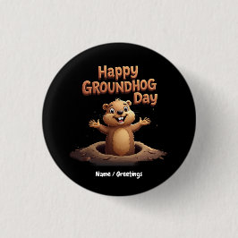 Chapa Redonda De 2,5 Cm Feliz Día de la Marmota Celebrando con Humor y Div