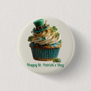 Chapa Redonda De 2,5 Cm Feliz día de San Patricio Cupcake Afortunado