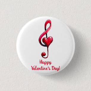 Chapa Redonda De 2,5 Cm Feliz Día de San Valentín Música de Amor