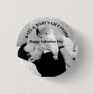 Chapa Redonda De 2,5 Cm Feliz Día de San Valentín Nombre del Negocio