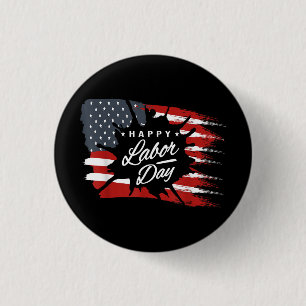 Chapa Redonda De 2,5 Cm Feliz Día del Trabajo Regalo Bandera Americana