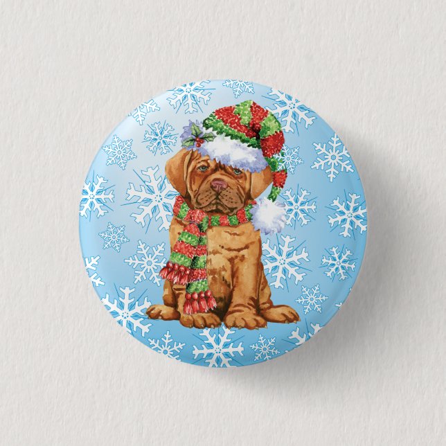 Chapa Redonda De 2,5 Cm Feliz Dogue de Howlidays (Anverso)