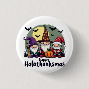 Chapa Redonda De 2,5 Cm Feliz Hallothanksmas Navidad Gnomes de Halloween