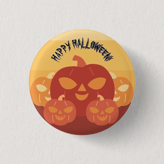 Chapa Redonda De 2,5 Cm ¡Feliz Halloween! Calabazas (Anverso)
