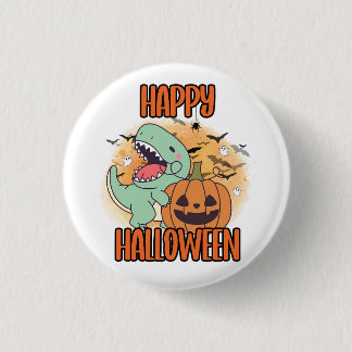 Chapa Redonda De 2,5 Cm Feliz Halloween Dino Pin