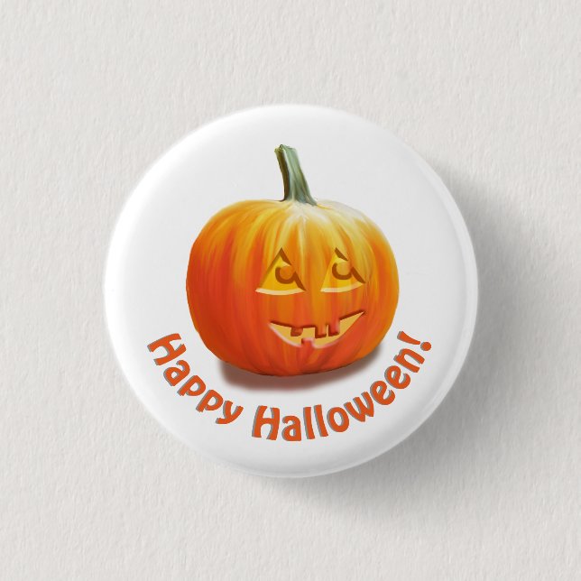 Chapa Redonda De 2,5 Cm Feliz Halloween Jack o'Lantern (Anverso)