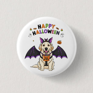 Chapa Redonda De 2,5 Cm Feliz Halloween Trick-or-Treth Bat de perro lindo