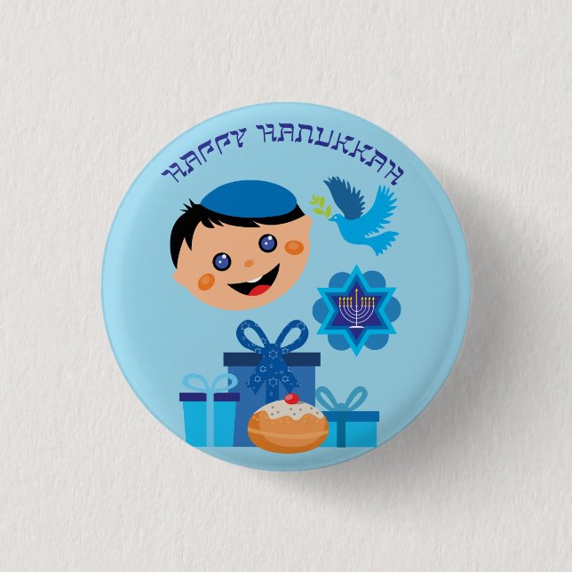 Chapa Redonda De 2,5 Cm 🕎 Feliz Hanukkah, muchacho, (Anverso)