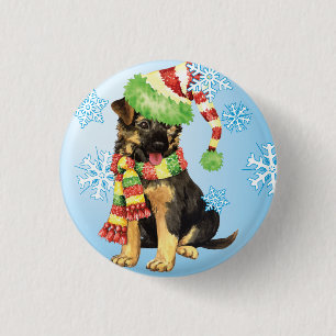 Chapa Redonda De 2,5 Cm Feliz Howliday German Shepherd