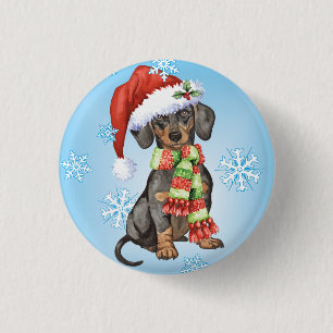 Chapa Redonda De 2,5 Cm Feliz Howlidays Dachshund
