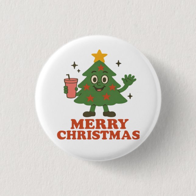 Chapa Redonda De 2,5 Cm Feliz Navidad  (Anverso)