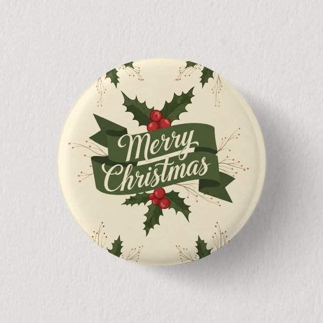 Chapa Redonda De 2,5 Cm Feliz Navidad (Anverso)