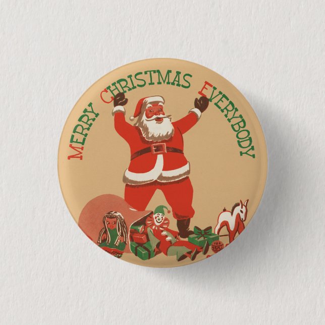 Chapa Redonda De 2,5 Cm Feliz Navidad (Anverso)