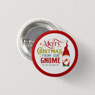Chapa Redonda De 2,5 Cm Feliz Navidad De Nuestro Gnome A La Tuya