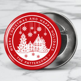 Chapa Redonda De 2,5 Cm Feliz Navidad Felices Fiestas Invierno Personaliza