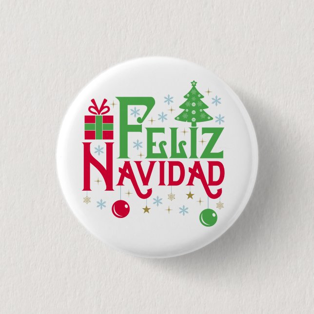 Chapa Redonda De 2,5 Cm Feliz Navidad Feliz Navidad Feliz (Anverso)