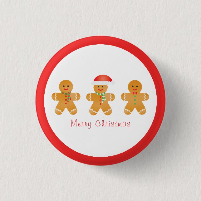 Chapa Redonda De 2,5 Cm Feliz Navidad Gingpanes (Anverso)